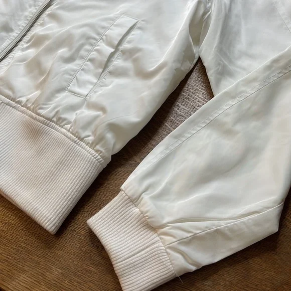 Anthropologie Hei Hei White Zip Front Bomber Jacket Size Medium - Picture 8 of 11